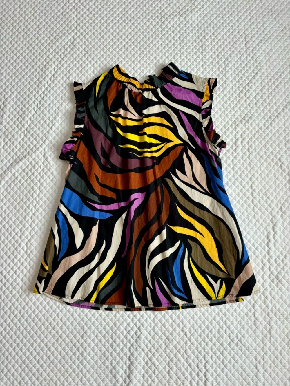Who What Wear Multicolor Zebra-Print Ruffle Sleeve Blouse